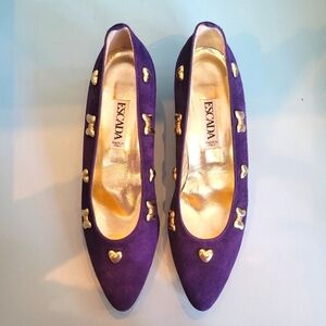 Escada Violet Loafers with Gold Details